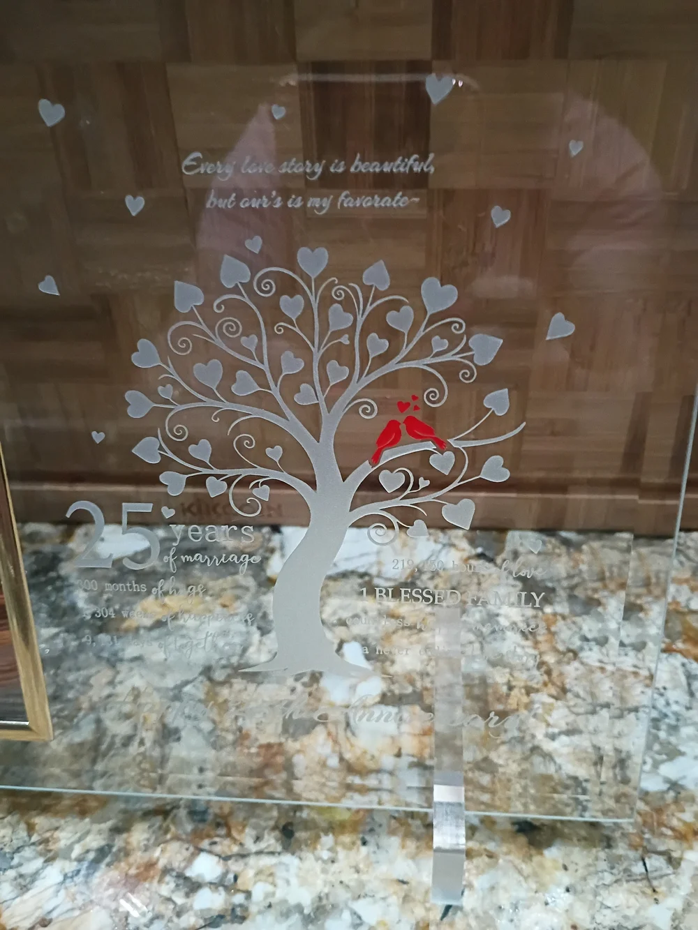 PIKPEOD 25th Anniversary Crystal Glass 4x6 Photo Frame Gift